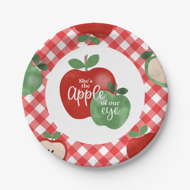 Plato De Papel Manzana de nuestros Ojos 1er Cumpleaños (Anverso)