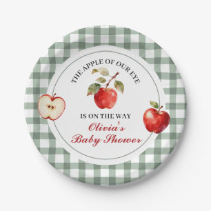 Plato De Papel Manzana de nuestros ojos cuadros verdes Baby Showe
