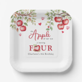 Plato De Papel Manzana Dulce De Nuestros Ojos | 4º Cumpleaños