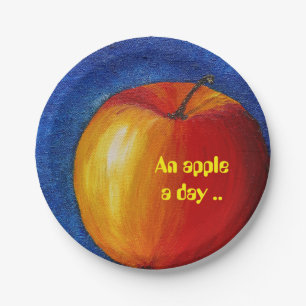 Plato De Papel Manzana roja - Pintura de vida fija
