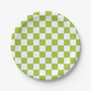 Plato De Papel Manzana verde y blanca
