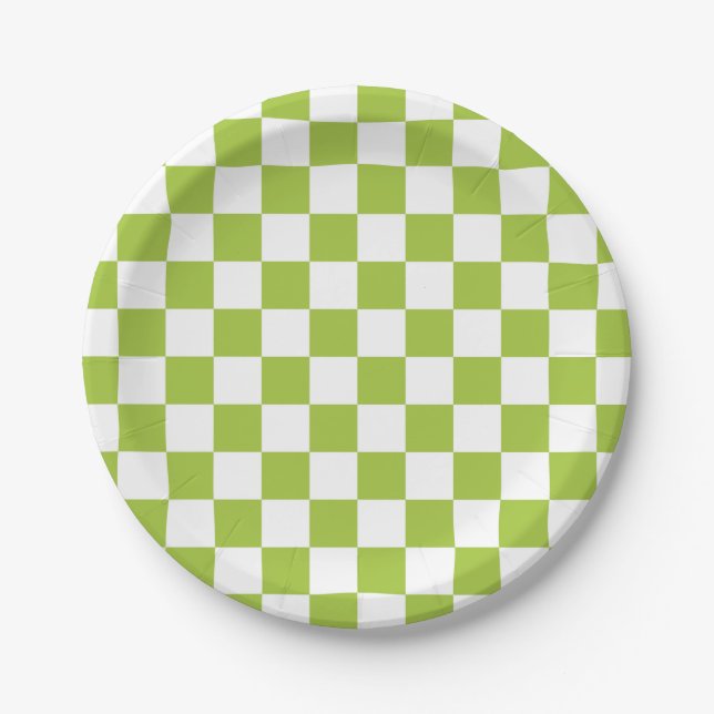 Plato De Papel Manzana verde y blanca (Anverso)