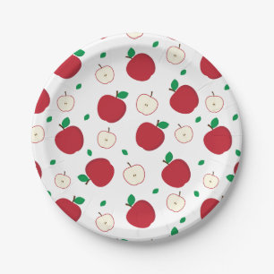Plato De Papel Manzanas rojas y manzanas a la mitad