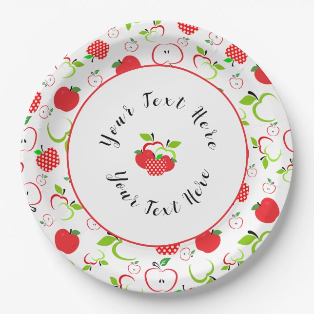 Plato De Papel Manzanas rojas y verdes (Anverso)