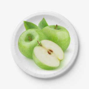 Plato De Papel manzanas verdes