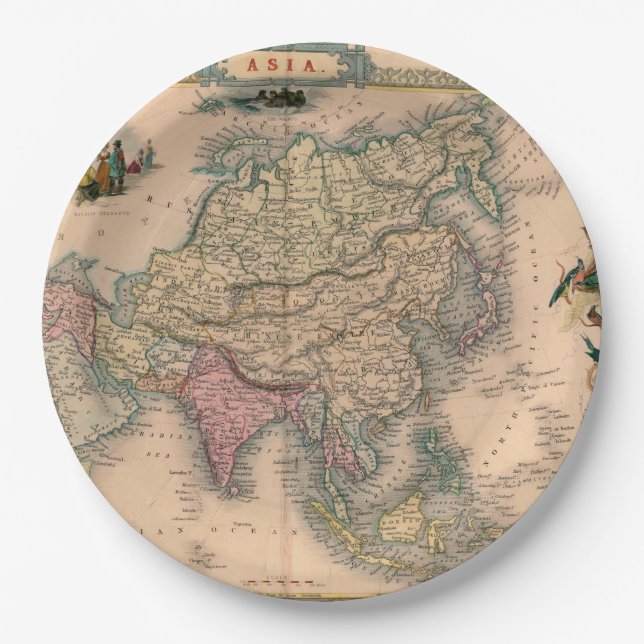 Plato De Papel Mapa antiguo antiguo inspirado (11) (Anverso)