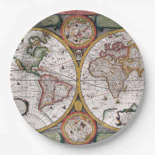 Plato De Papel Mapa antiguo antiguo inspirado (12)