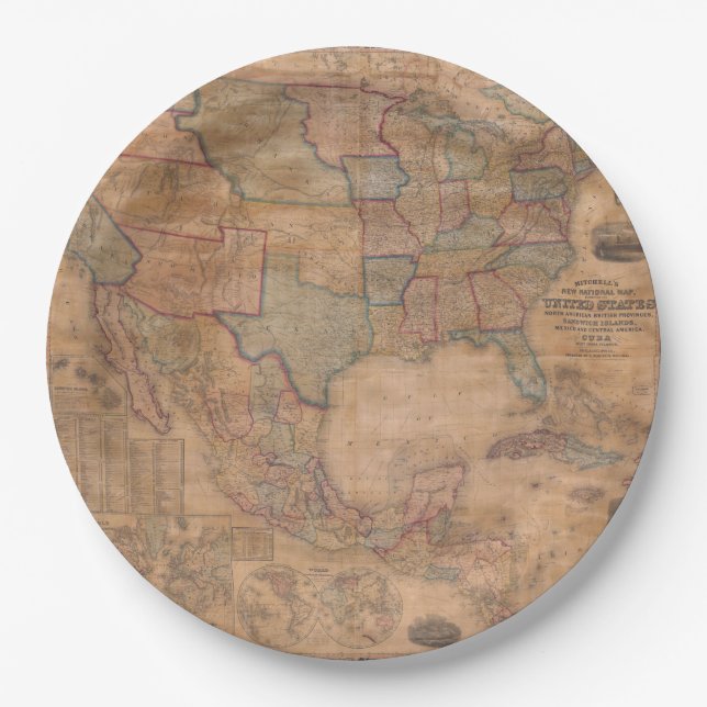 Plato De Papel Mapa Antiguo Inspirado (13) (Anverso)