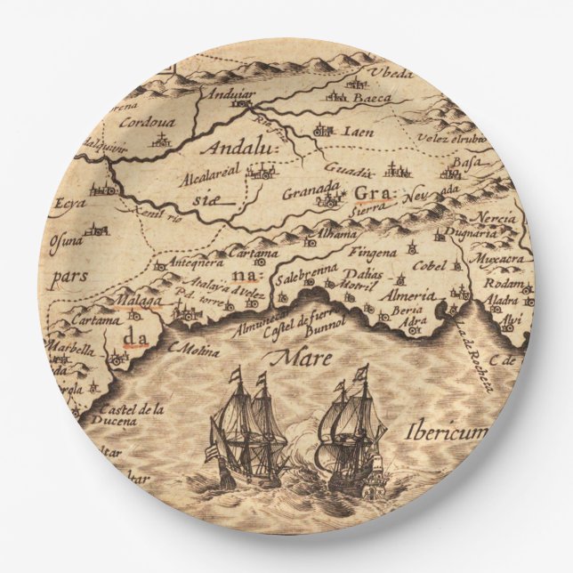 Plato De Papel Mapa Antiguo Inspirado (3) (Anverso)