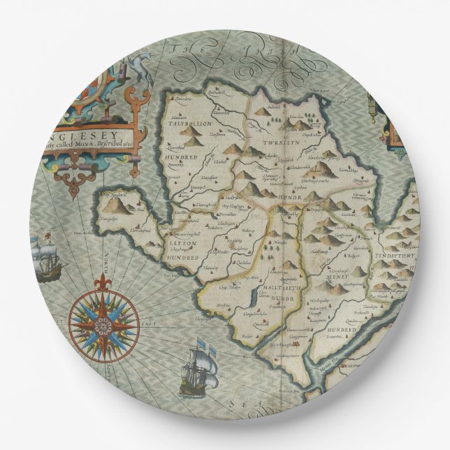 Plato De Papel Mapa antiguo inspirado (7) (Anverso)
