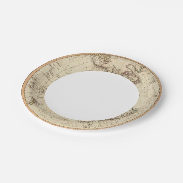 Plato De Papel Mapa circular del hemisferio occidental (Angular)