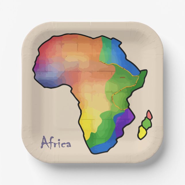 Plato De Papel Mapa de África (Anverso)