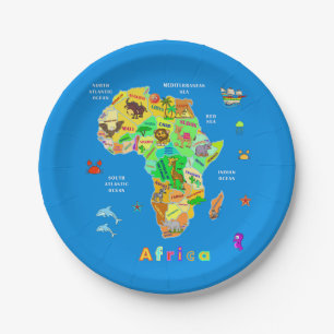 Plato De Papel Mapa de África para niños