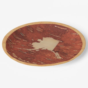 Plato De Papel Mapa de Alaska en el interior de Birch Bark