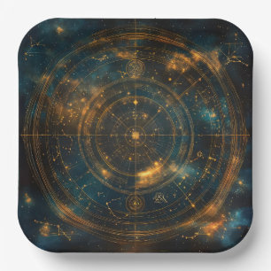 Plato De Papel Mapa de estrellas celestes de oro