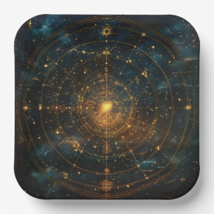 Plato De Papel Mapa de estrellas celestes doradas (3)