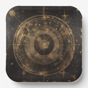 Plato De Papel Mapa de estrellas celestes doradas (5)