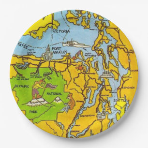 Plato De Papel Mapa de la Península Olímpica