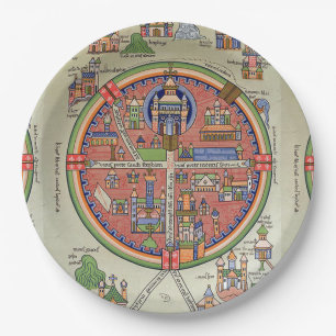 Plato De Papel Mapa de la placa de papel de Jerusalén