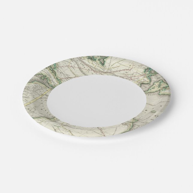 Plato De Papel Mapa del Océano Atlántico (Angular)