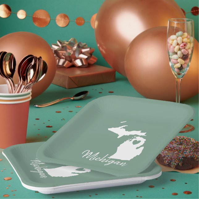 Plato De Papel Mapa estatal de Michigan (Multi)