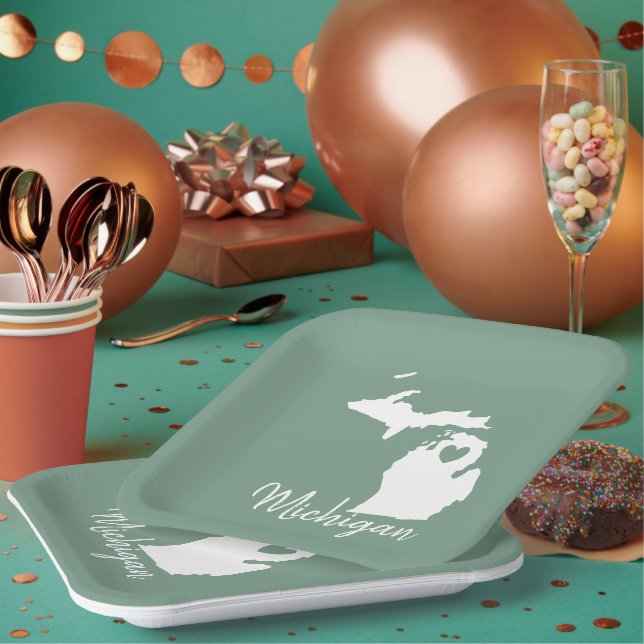 Plato De Papel Mapa estatal de Michigan (Multi)