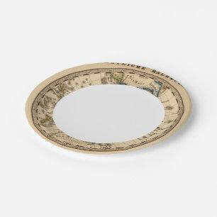 Plato De Papel Mapa grabado del hemisferio occidental