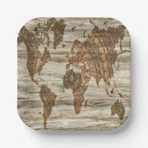 Mapa marrón del mundo impreso