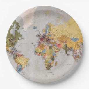 Plato De Papel mapa mundial