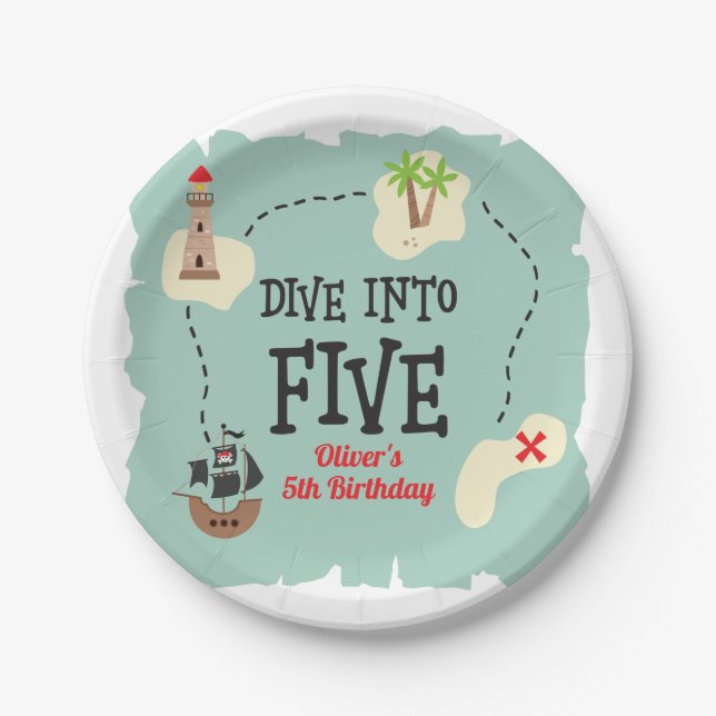 Plato De Papel Mapa pirata inmersa en cinco años (Anverso)