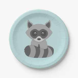 Plato De Papel Mapache del arbolado
