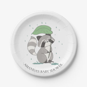 Plato De Papel Mapache dulce Baby Shower neutral 7" placa