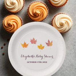 Plato De Papel Maple Leaves Cae Baby Shower