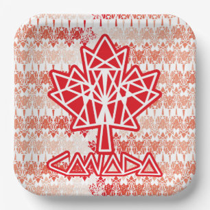 PLATO DE PAPEL MAPLE MADE WITH TRIANGLES CANADA FLAG BY MASANSER