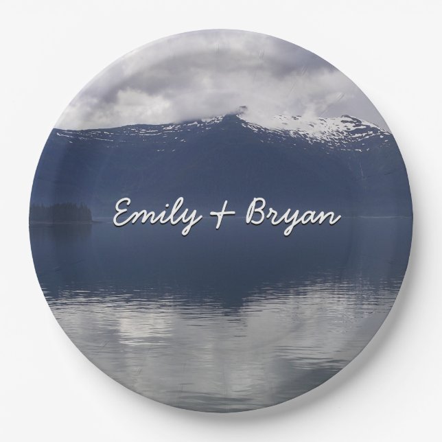 Plato De Papel Mar de Alaska en tonos azules (Anverso)