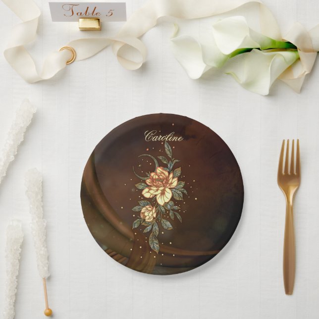 Plato De Papel Maravillosa y elegante flor. (Boda)