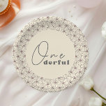 Plato De Papel Maravilloso Chicas de Retro Daisy primer Fiesta de<br><div class="desc">Invite a sus amigos y seres queridos a la moderna fiesta de cumpleaños con temática de marfil retro de su hijo con nuestro diseño vintage de marfil y margarita floral rosa.</div>