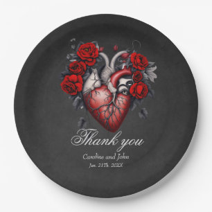 Plato De Papel Maravilloso corazón gótico victoriano