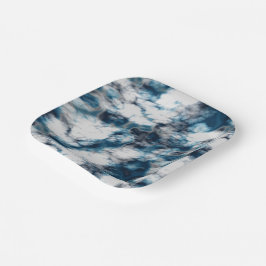 Plato De Papel Marble azul