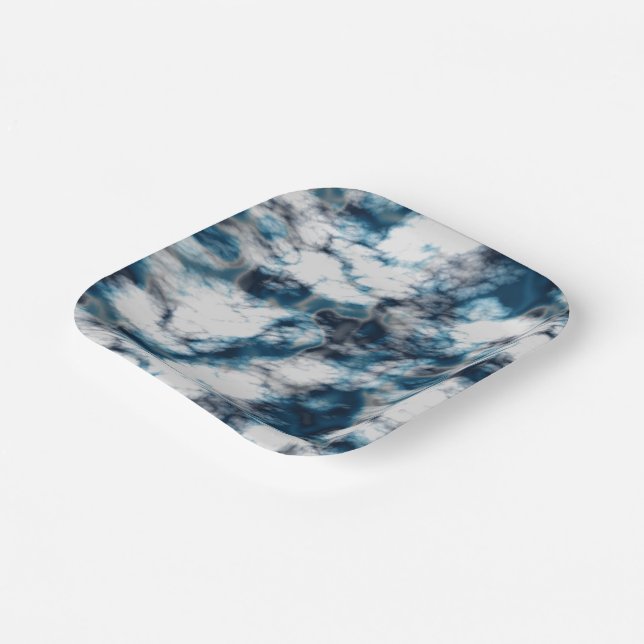 Plato De Papel Marble azul (Angular)