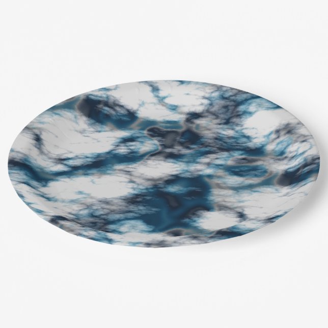 Plato De Papel Marble azul (Angular)