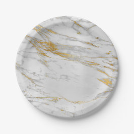 Plato De Papel Marble de oro de Carrara gris blanco geométrico