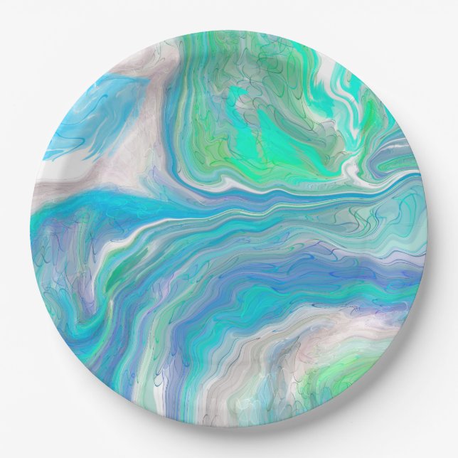 Plato De Papel Marble de vidrio marino (Anverso)