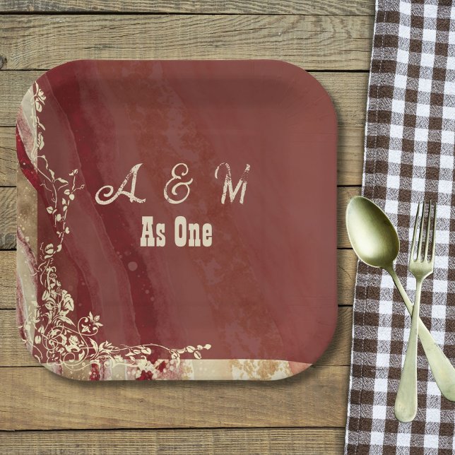 Plato De Papel Marble Maroon (Subido por el creador)