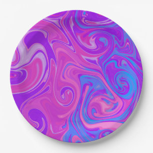 Plato De Papel Marble Paint Swirl Pink Morple Colorous Art Fun