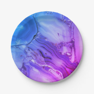Plato De Papel Marble púrpura exótico