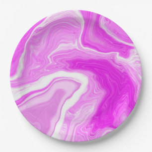 Plato De Papel Marble rosa y blanco nadando