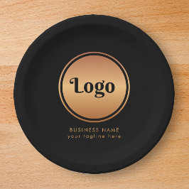 Plato De Papel Marca Gold Logo & Personalizado Text Business Comp