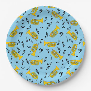 Plato De Papel Marchando Baritone Music Notes Bass Clefs