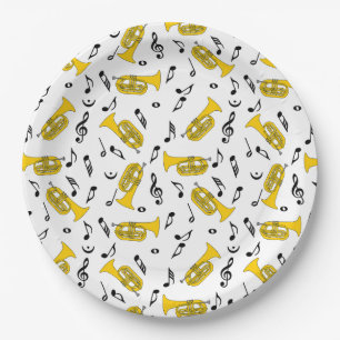Plato De Papel Marchando Baritone Music Notes Treble Clefs